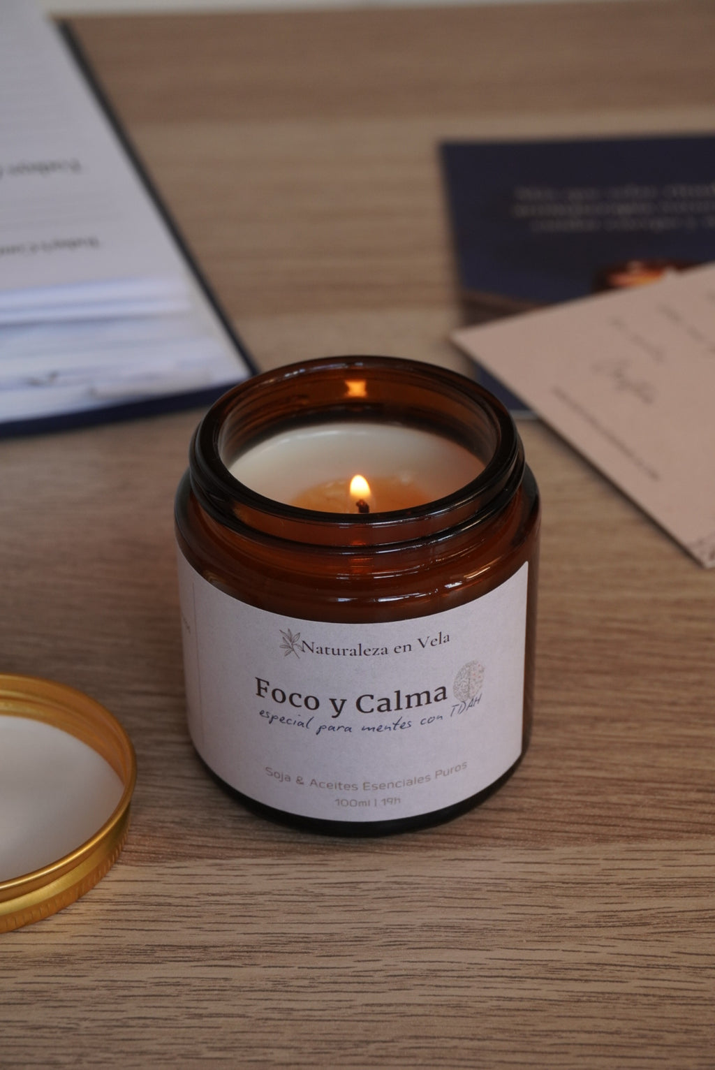 Foco y Calma vela de aromaterapia para mentes con TDAH